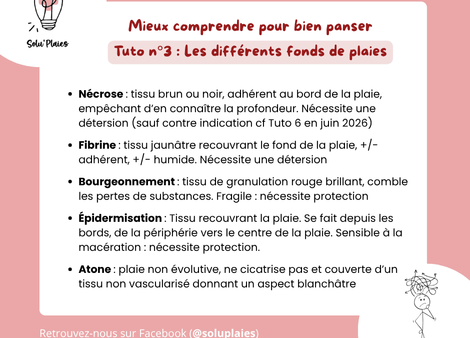 Mieux comprendre pour bien panser : Tuto n°3, les différents fonds de plaies